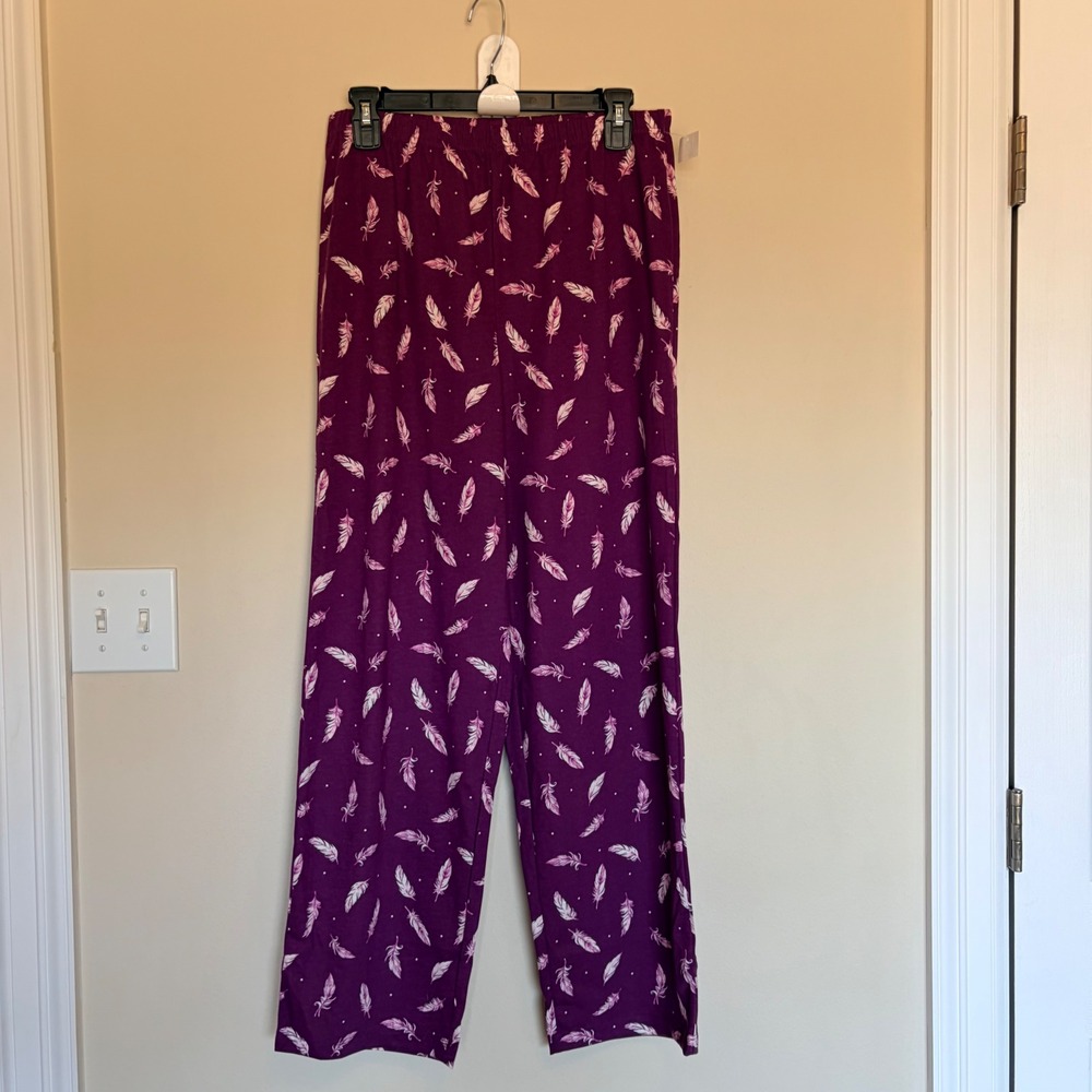 Charter Club Intimates Feathers Plum 2pc Pajama PJ Sleep Set Cozy Small NEW NWT - Picture 4 of 8